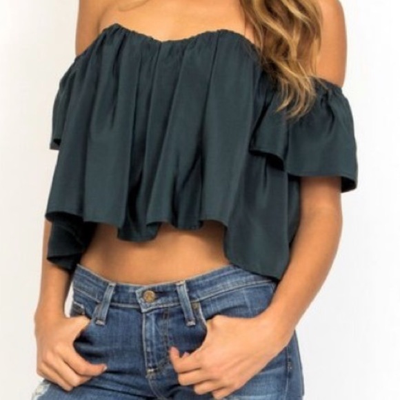 Stone Cold Fox Tops - Stone Cold Fox Stone Silk Holy Tube Crop Top in Emerald Green